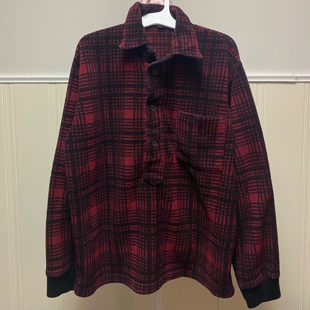 RALPH LAUREN Fleece Pullover Polo Style Top